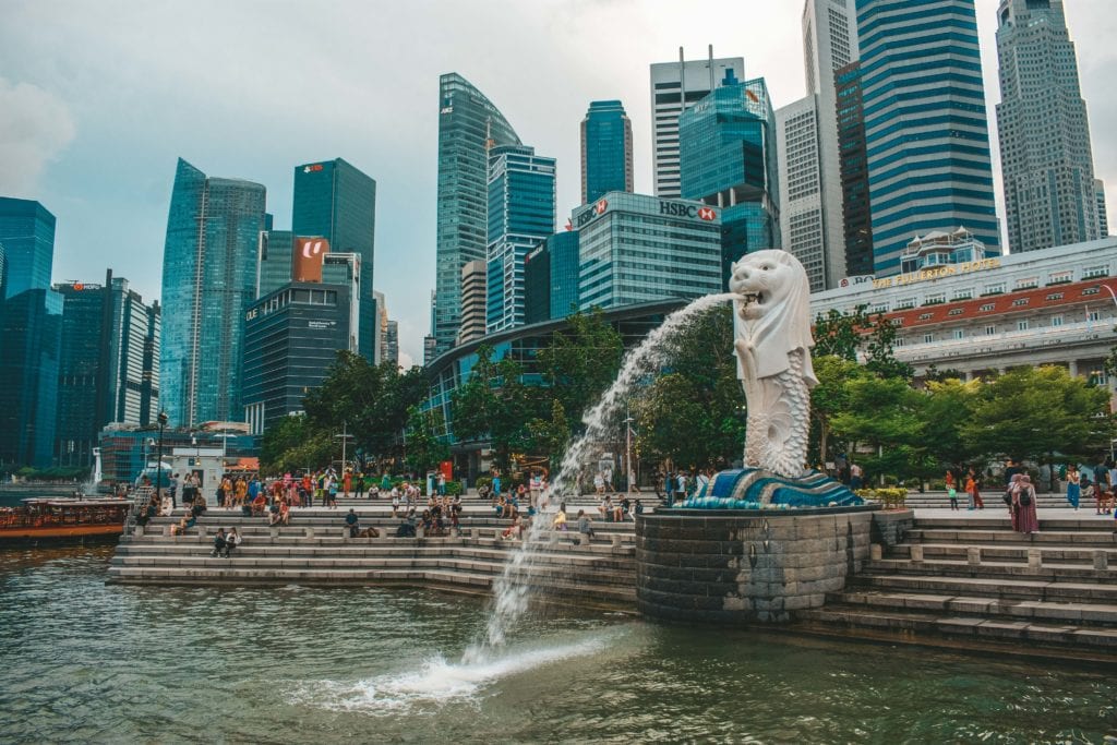 24 uur Singapore Merlion fontein.